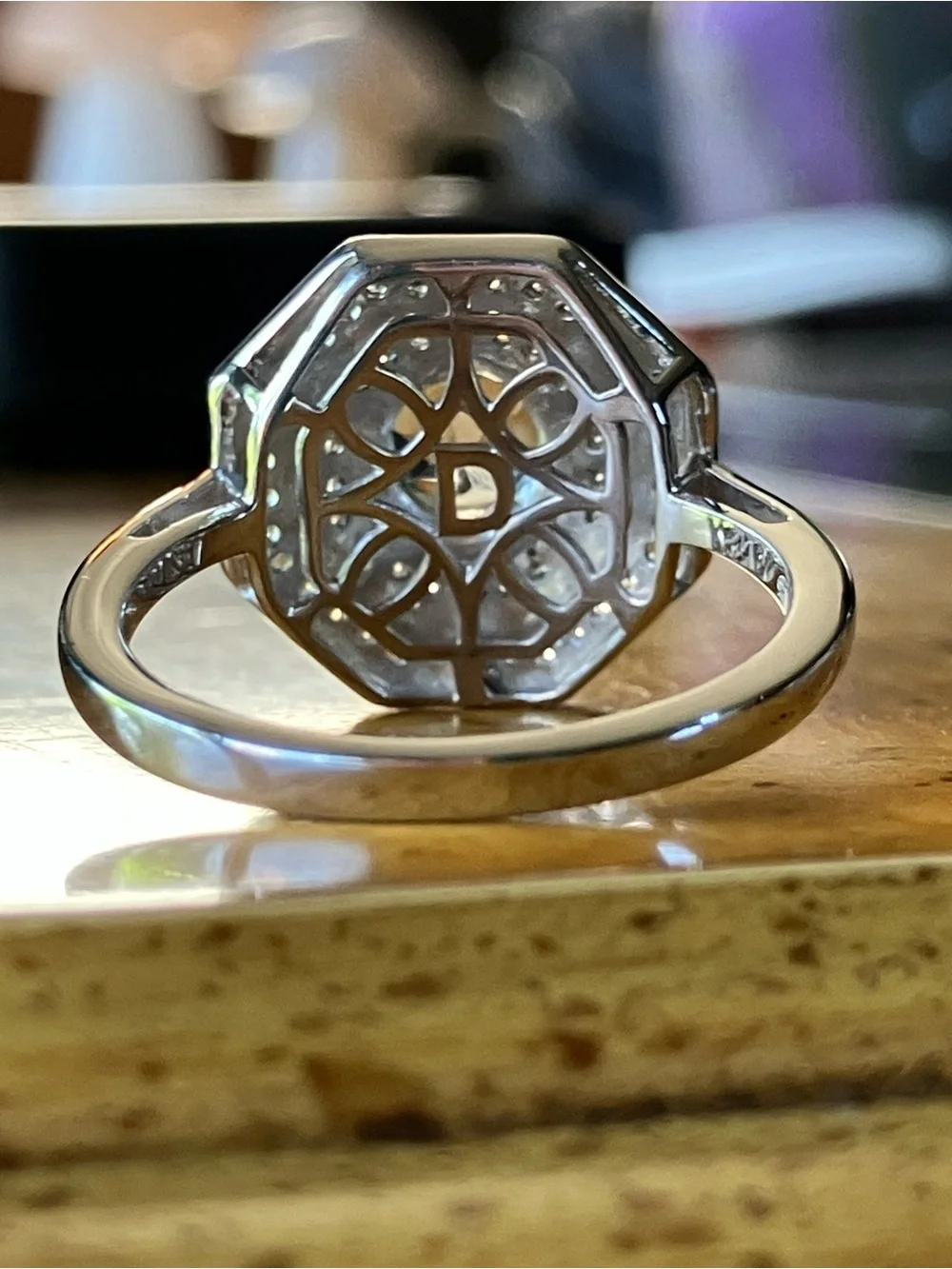 Natural White Topaz Art Deco Ring Size 8